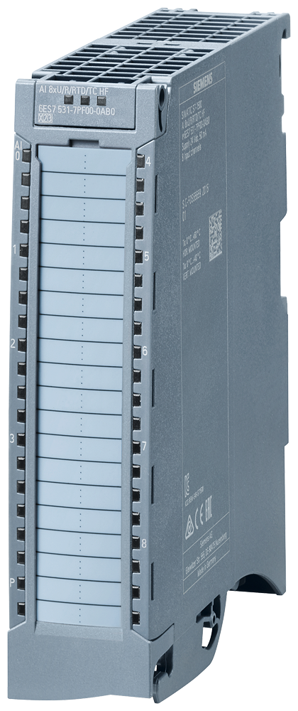 Siemens 6AG15317PF004AB0 Analog Input Module, 8 Inputs, +/-500 mV, 4 to 20 mA, 0 to 6000 Ohm Signal Range, 16 bit Resolution, 0.1 % Accuracy