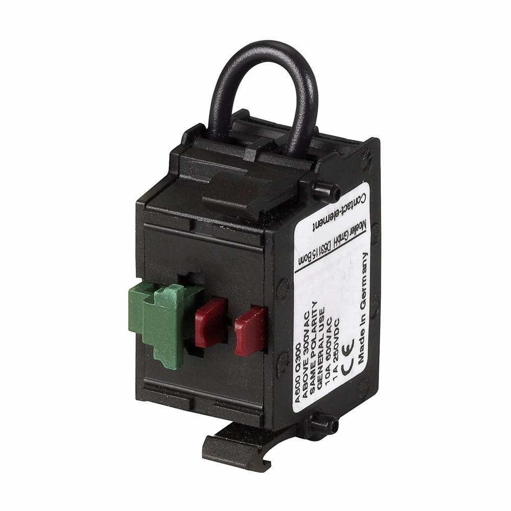 EATON M22-K01SMC10 Self-Monitoring Contact Block, 22.5 mm, 1NC Contact, 6 A at 240 VAC, 3 A at 24 VDC Contact, Black