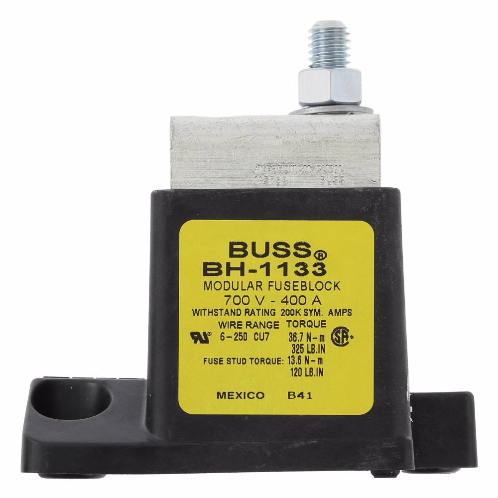 Edison BH-1133 High Speed Modular Fuse Block, 0 to 2500 VAC, 0 to 400 A, 6 AWG to 250 kcmil Wire, 1 Pole
