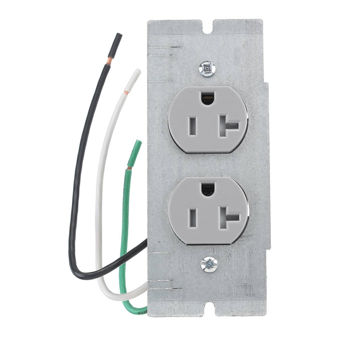 Wiring Device-Kellems SystemOne PWFBMPCR20GRYTR Duplex Standard Sized Tamper-Resistant Pre-Wired Device Plate, 5.01 in L x 2.04 in W, 2/4/6/10 Gangs, Steel Plate/Composite Receptacle
