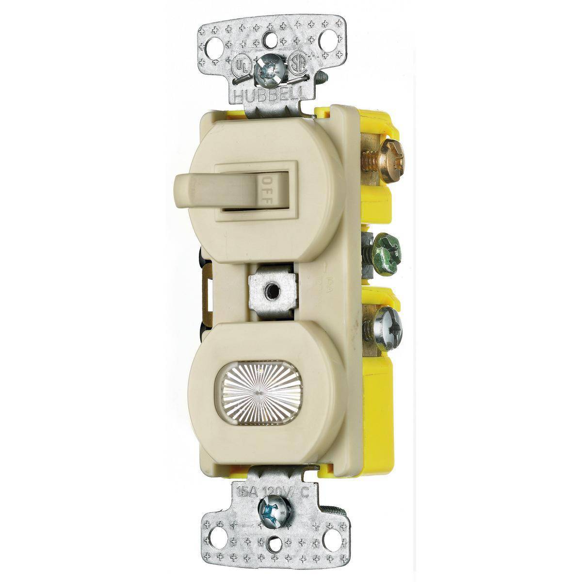 Wiring Device-Kellems RC309I 3-Way Standard Switch and Pilot Light, 120 VAC, 15 A, 1800 W