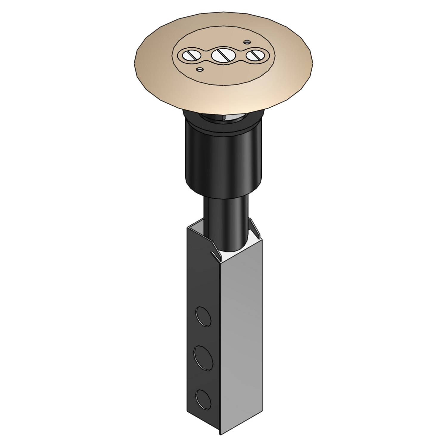 Steel City® FPT448-SW-IVY Poke-Through Base Unit With MopTite™ FPT442-SW-IVY Non-Metallic Cover, 3 in Hole, 1/2 in, 3/4 in Knockout, Phenolic/Galvanized Steel