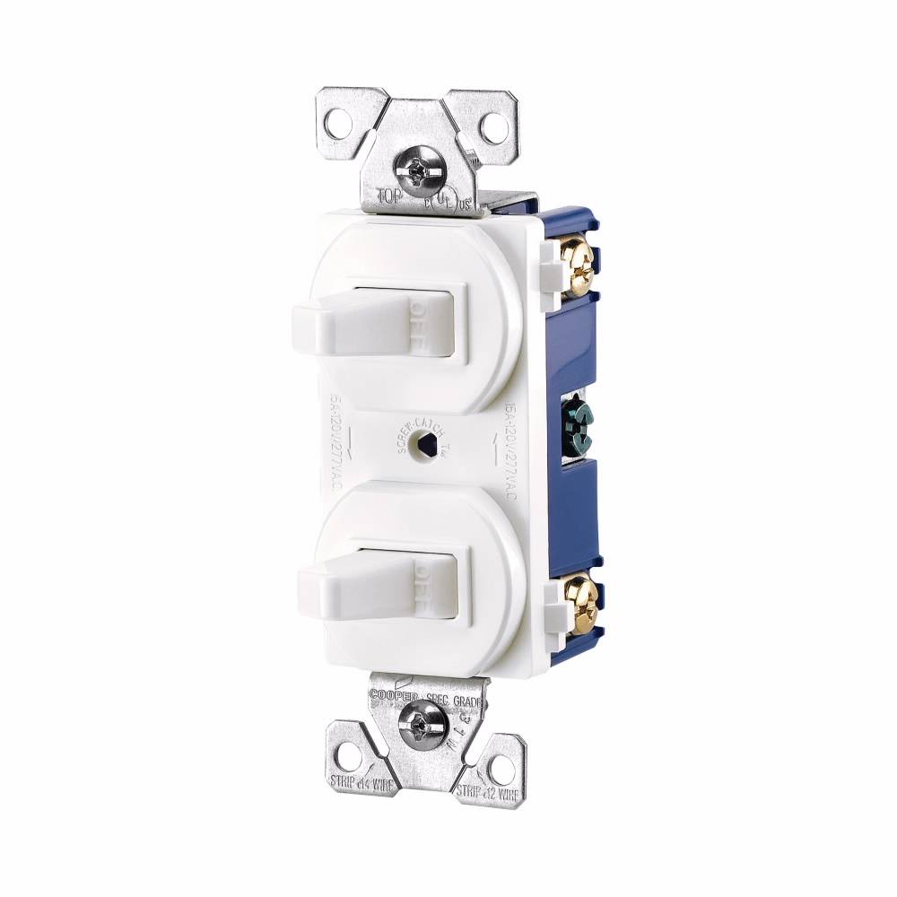 EATON Arrow Hart™ Eaton Wiring Devices 271W-BOX Duplex AC Toggle Combination Switch, 15 A at 120 VAC, 1 Poles