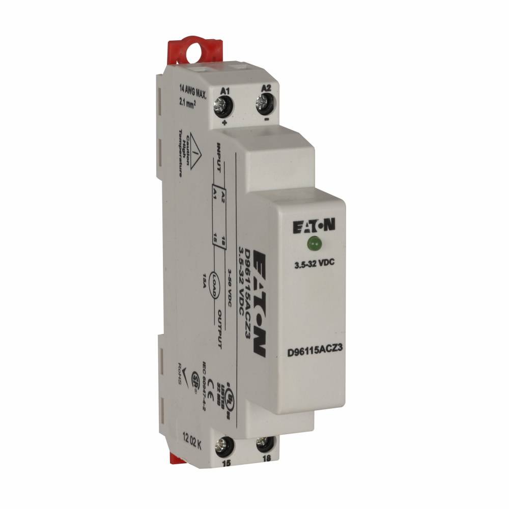 EATON D96115ACZ3 Compact DC Switch Solid State Relay, 15 A, 1NO/SPST Contact
