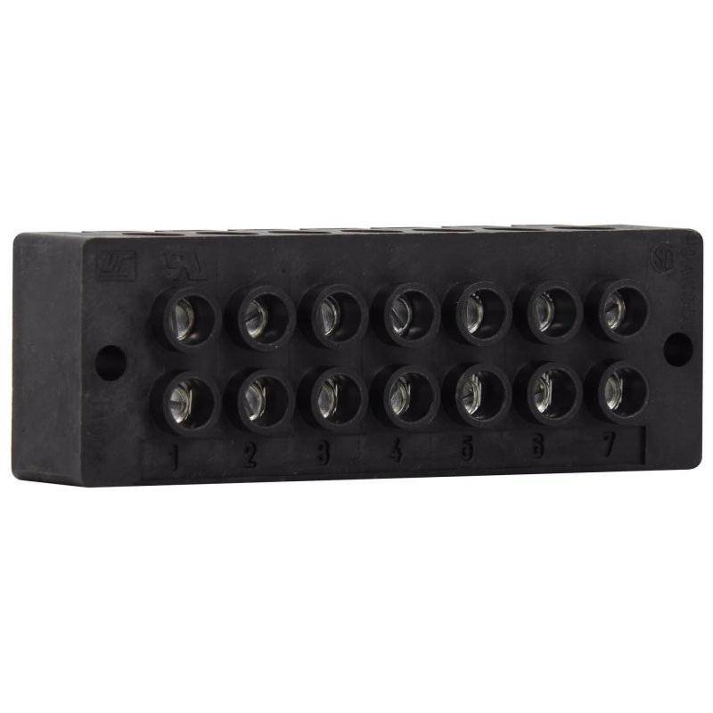 EATON 14004-7 Power Terminal Block, 600 V, 90 A, 14 to 4 AWG Cu, 8 AWG Al Wire