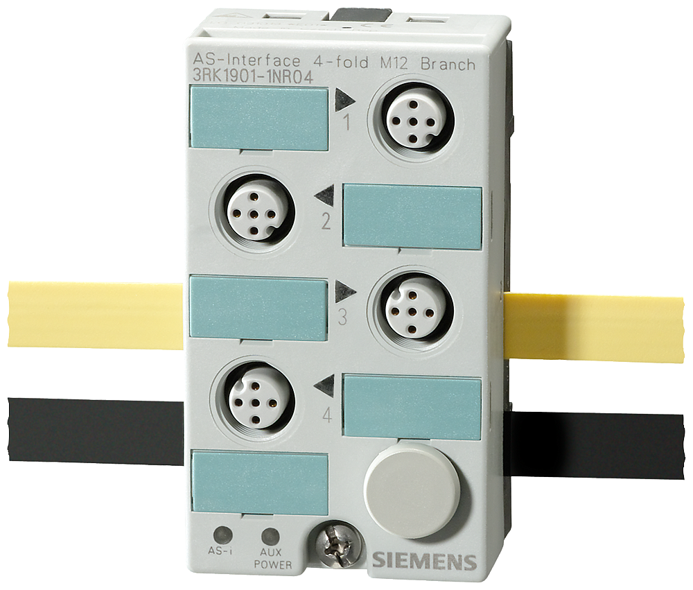 Siemens 3RK19011NR04 4-Fold AS-Interface Feeder w/ Mounting Plate