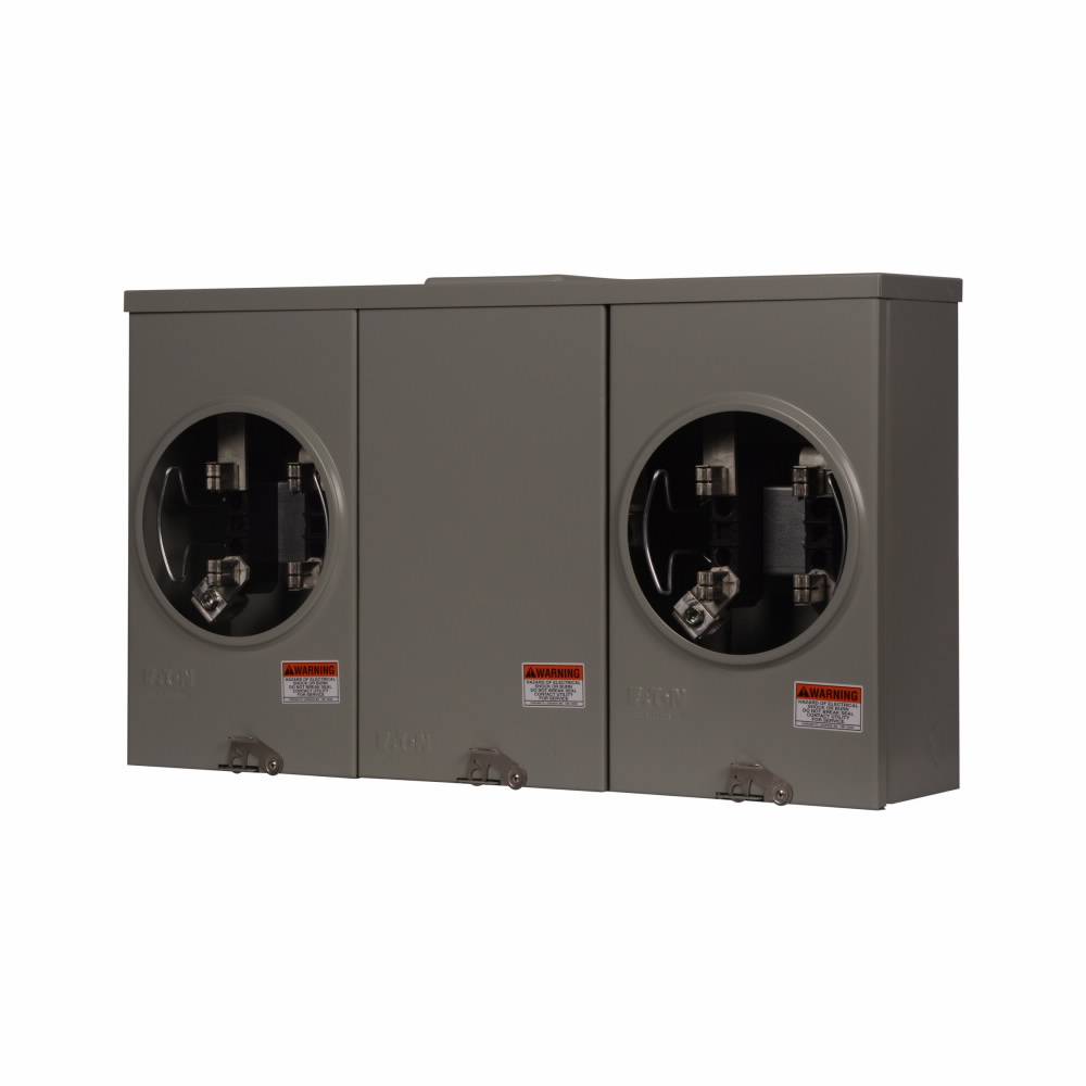 EATON Cutler-Hammer 1006737BCH 3-Wire 2-Position Horizontal Ganged Single Meter Socket, 600 VAC, 200 A, 1 Phase