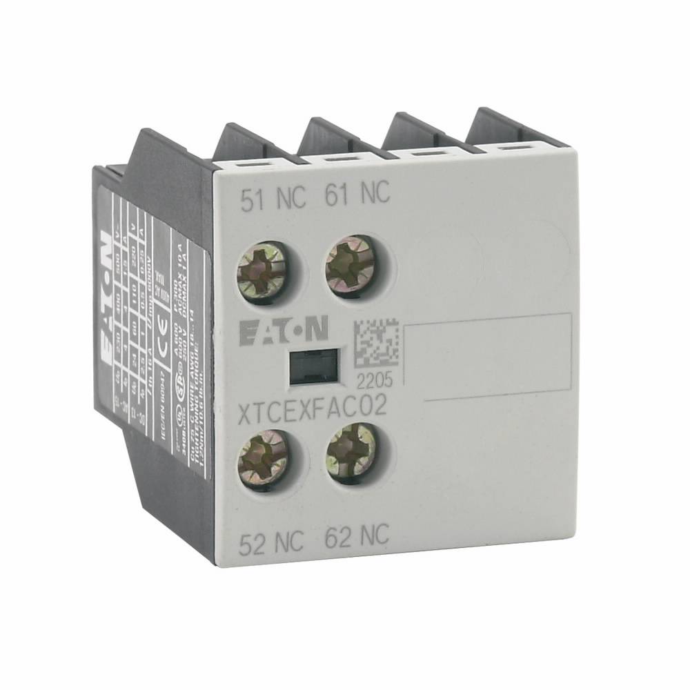 EATON XTCEXFBG02 2-Pole Auxiliary Contact, 500 VAC, 1.5 to 6 A, 2 Contacts
