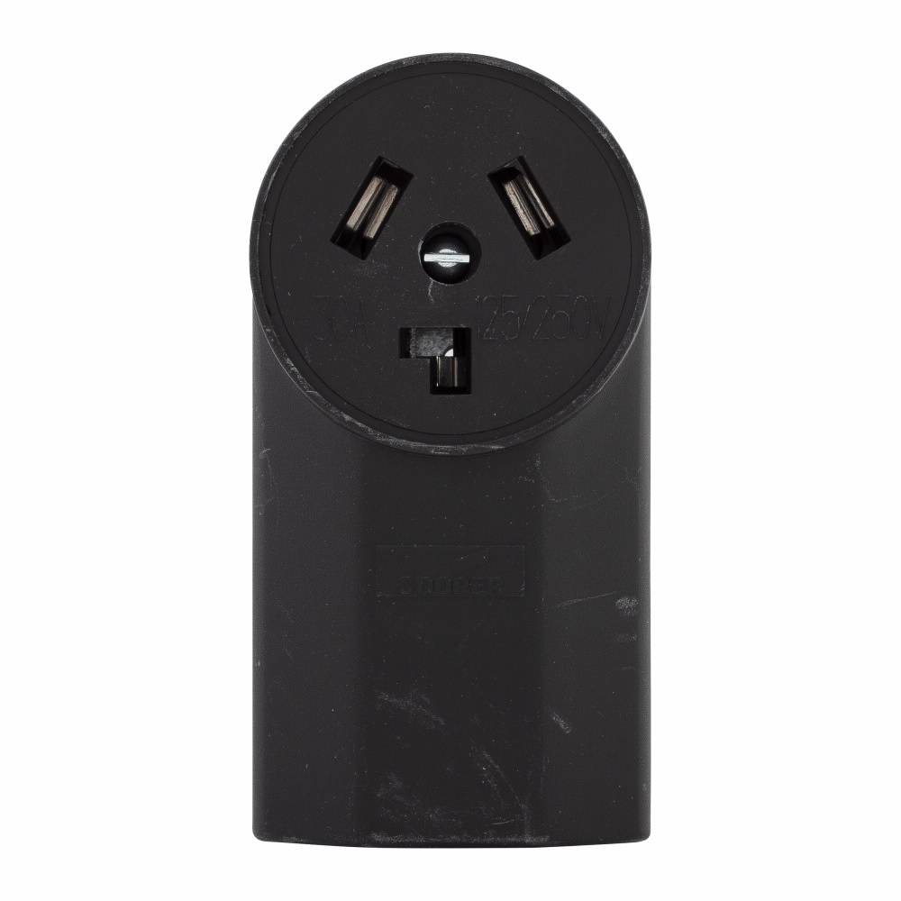 EATON Arrow Hart™ Eaton Wiring Devices 125 Single Straight Blade Receptacle, 125/250 VAC, 30 A, 3 Poles, 3 Wires, Black