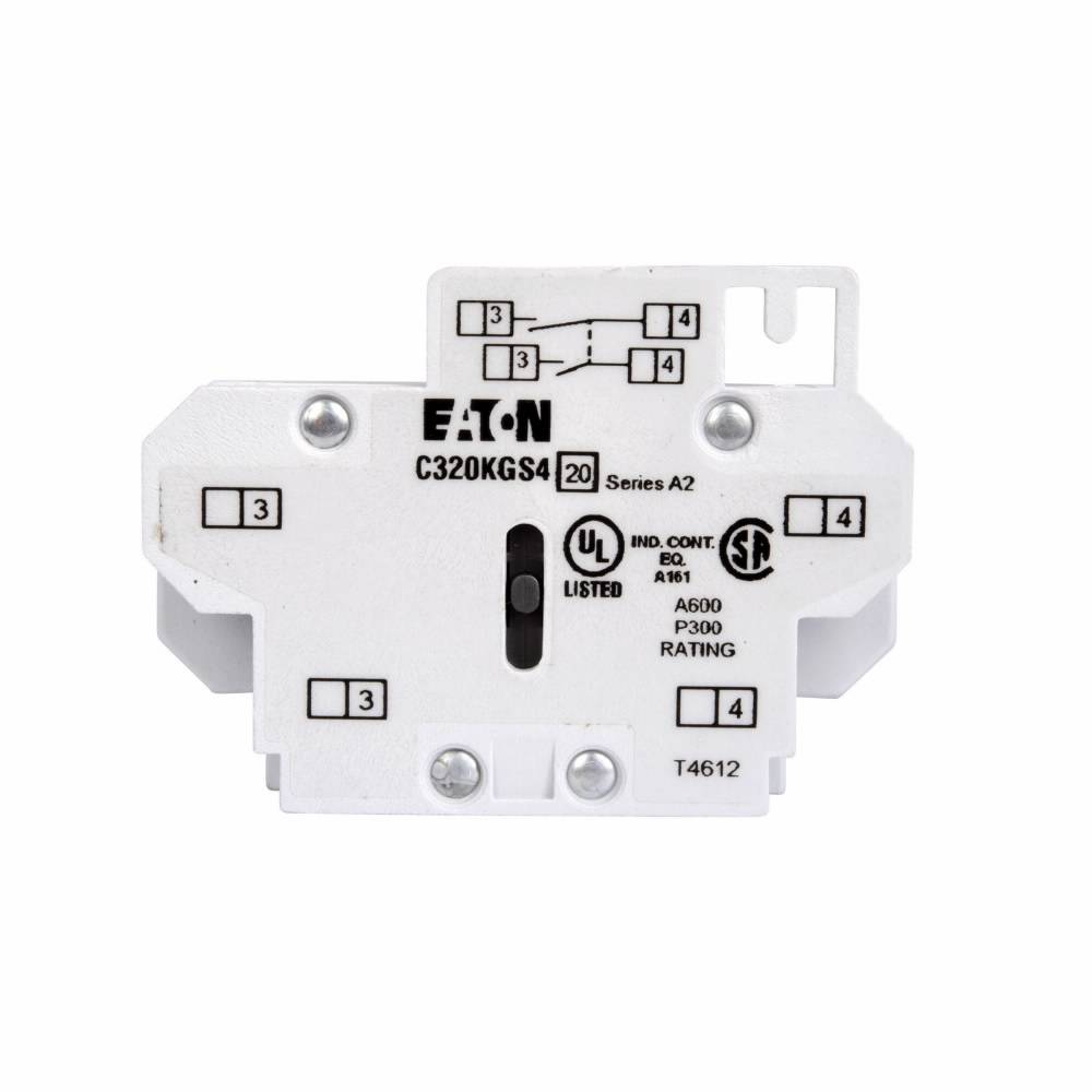 EATON C320KGS4 Auxiliary Contact, 600 VAC, 10 A, 2 Contacts