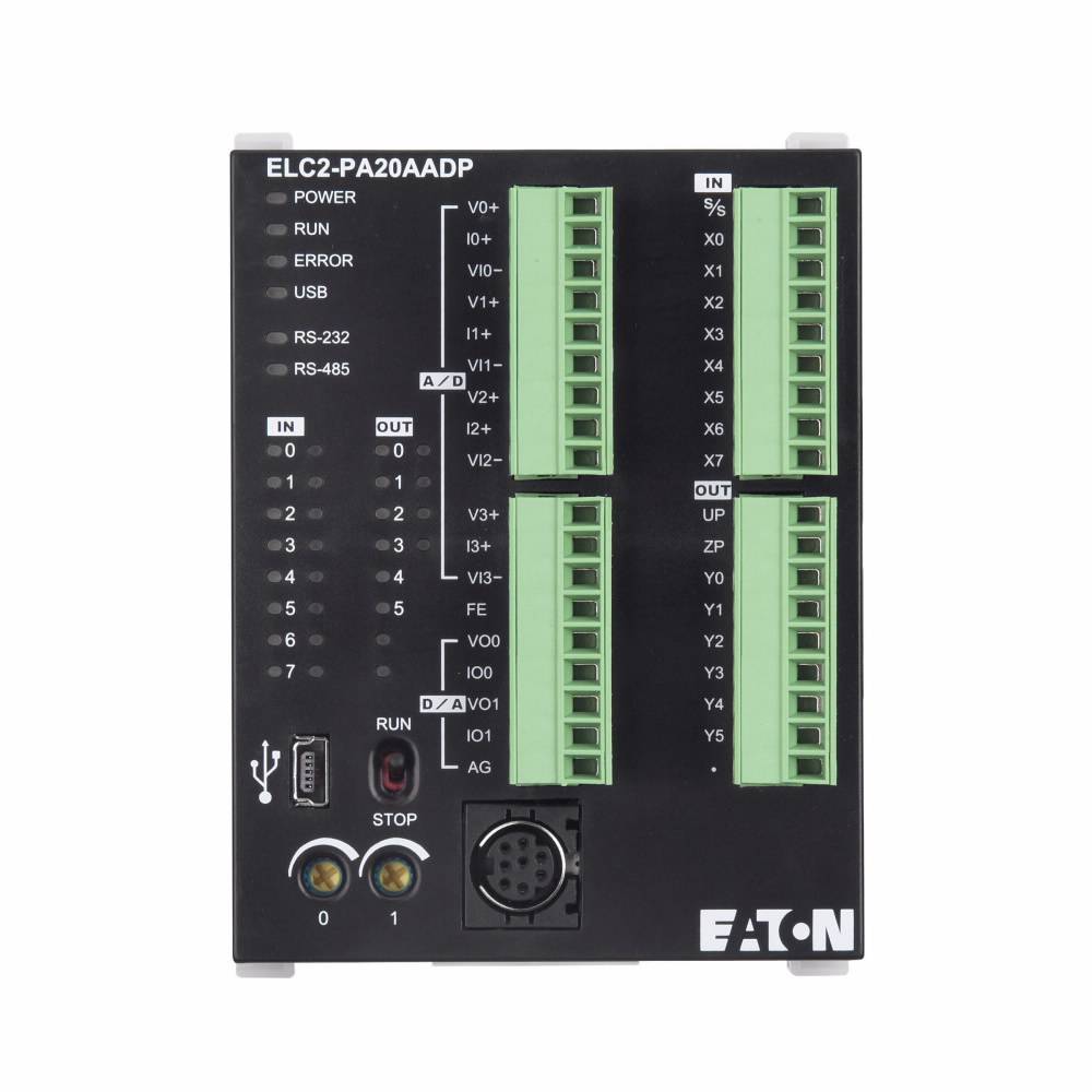 EATON ELC2-PB14NNDR Type ELC2 Base Programmable Logic Controller, 24 VDC, 5 mA, 8-Digital Inputs, 6-Relay Outputs