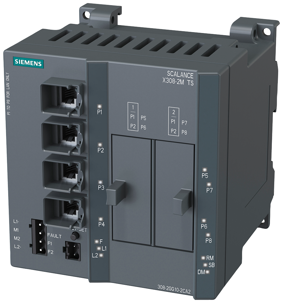 Siemens 6GK53082GG102CA2 SCALANCE X308-2M TS Compact Managed IE Switch, RJ-45 Port