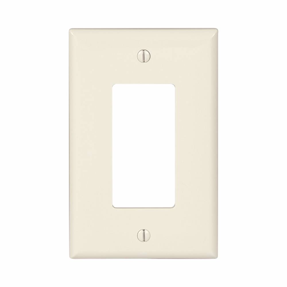 EATON Arrow Hart® PJ26LA Commercial Specification Grade Mid Size Decorator Wallplate, 1 Gang, 4.87 in H x 3.12 in W, Polycarbonate, Light Almond