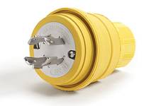 Woodhead® 28W77 130147 3-Phase Plug, 600 VAC, 30 A, 3 Poles, 4 Wires, Yellow