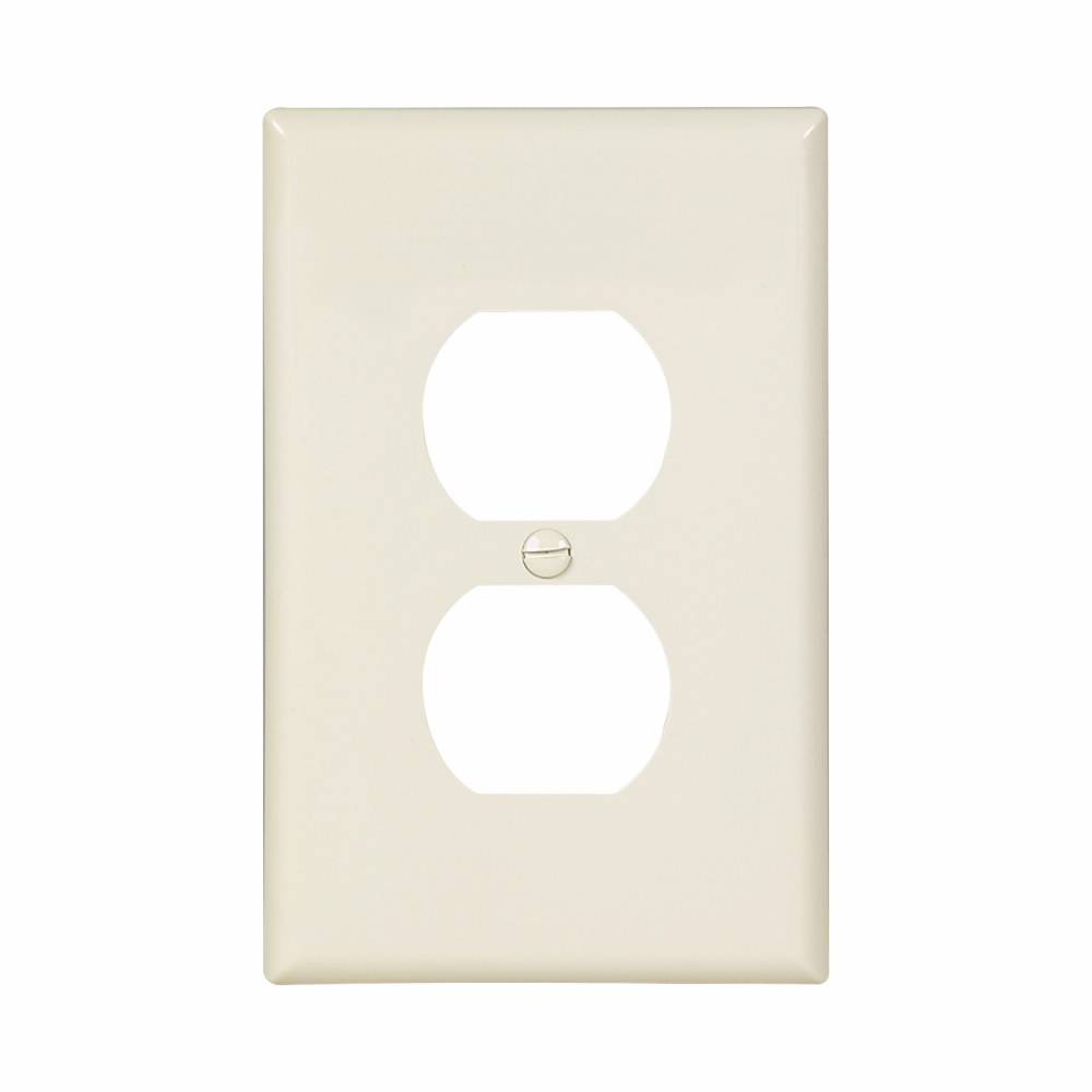 EATON Arrow Hart™ Eaton Wiring Devices PJ8LA PJ Series Mid-Sized Receptacle Wallplate, 1 Gangs, 4.87 in H x 3.12 in W, Polycarbonate/Thermoplastic, Light Almond