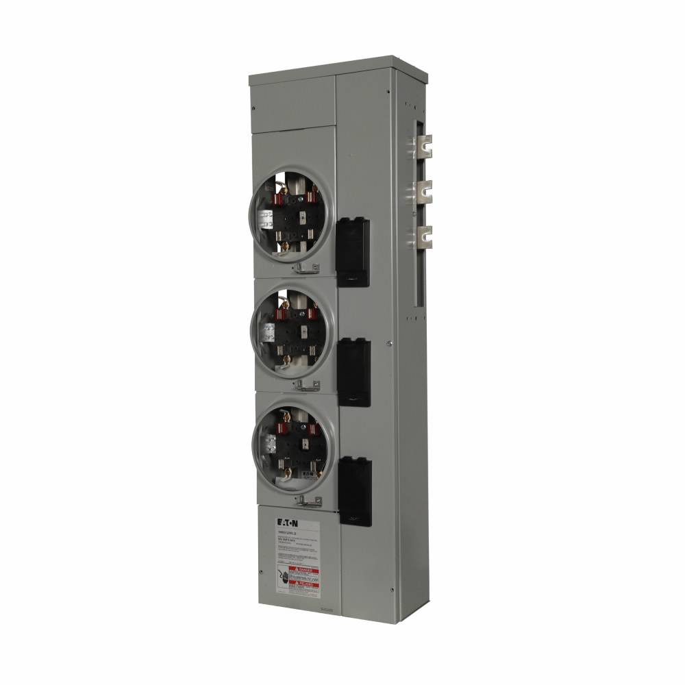 EATON 1MM312RRLB 3-Socket 4-Jaw Multiple Metering Meter Stack Module, 120/240 VAC, 125 A, 1 ph Phase, NEMA 3R Enclosure