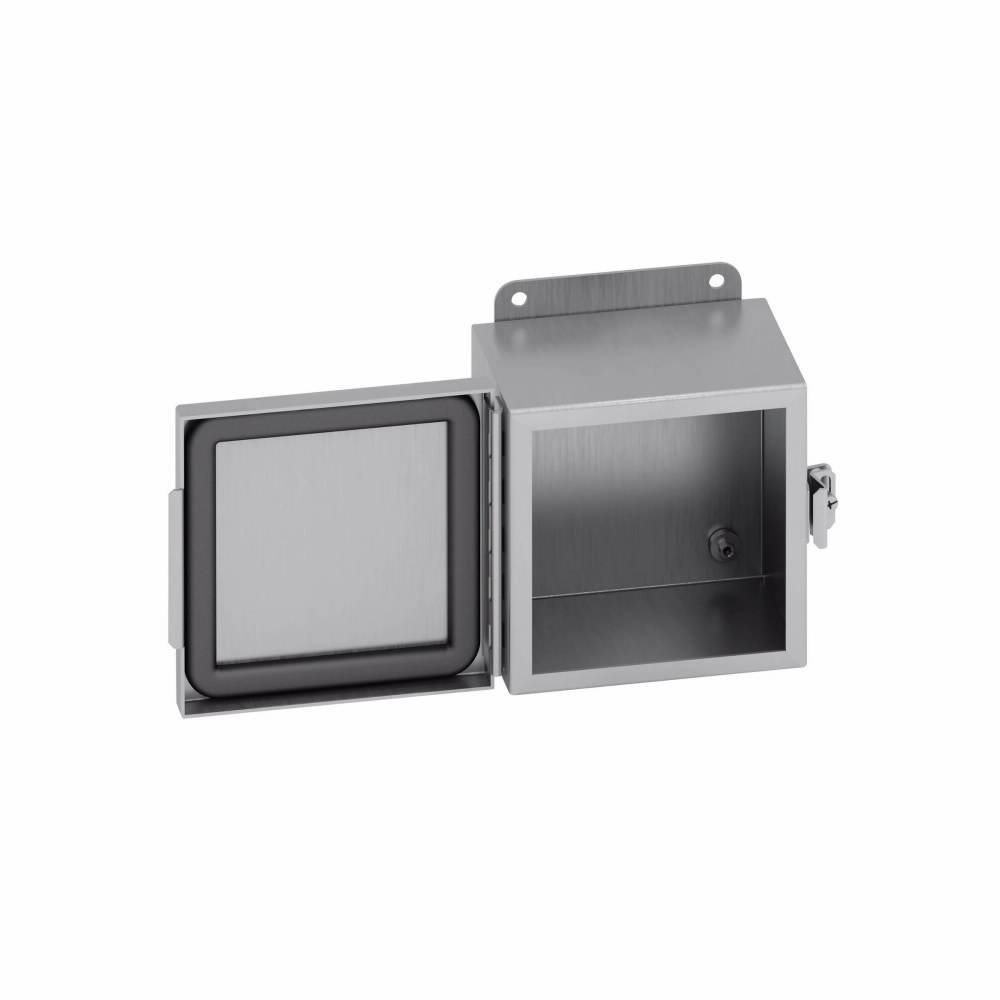 B-Line 12106-4XSCHC JIC Panel Enclosure, 10 in W x 6 in D x 12 in H, NEMA 4X/IP66 NEMA Rating, 304 Stainless Steel