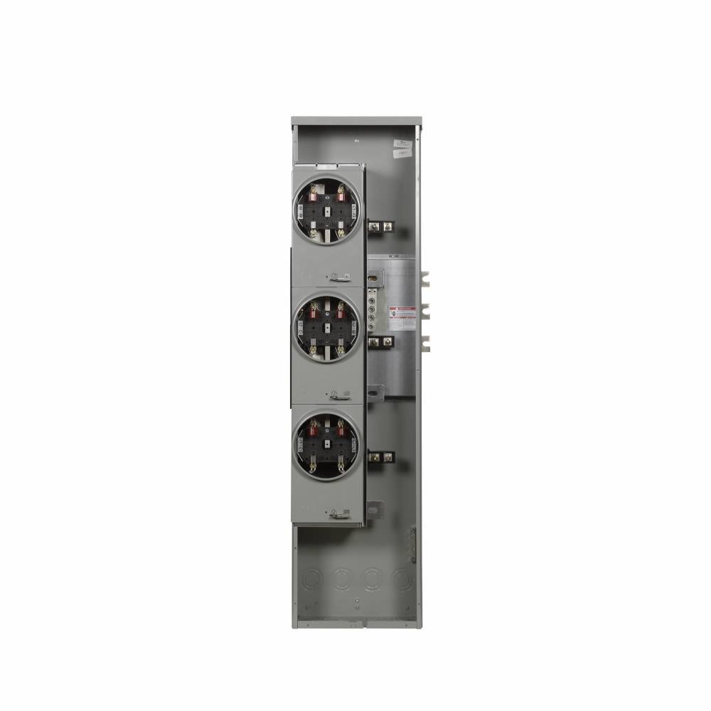 EATON 1MM320RRLBC 3-Meter 4-Jaw B-C Phase Balanced Multiple Metering Meter Stack Module With Ringless Style Cover and Horn Bypass, 120/240 VAC, 200 A, 1 Phase, 3 Wires