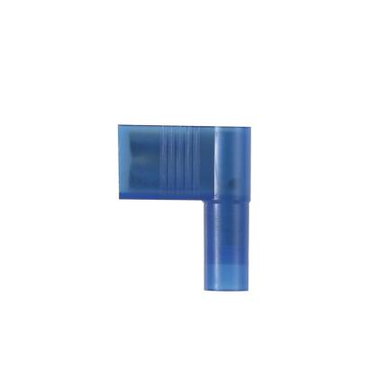 Panduit® Pan-Term™ DNFR14-250B-L Type DNFR-B Loose Piece Vibration-Resistant Female Disconnect, 14 AWG Conductor, 0.25 in W x 0.032 in THK Tab, Butted Seam/Funnel Entry Barrel, Brass, Blue, Pre-Insulated