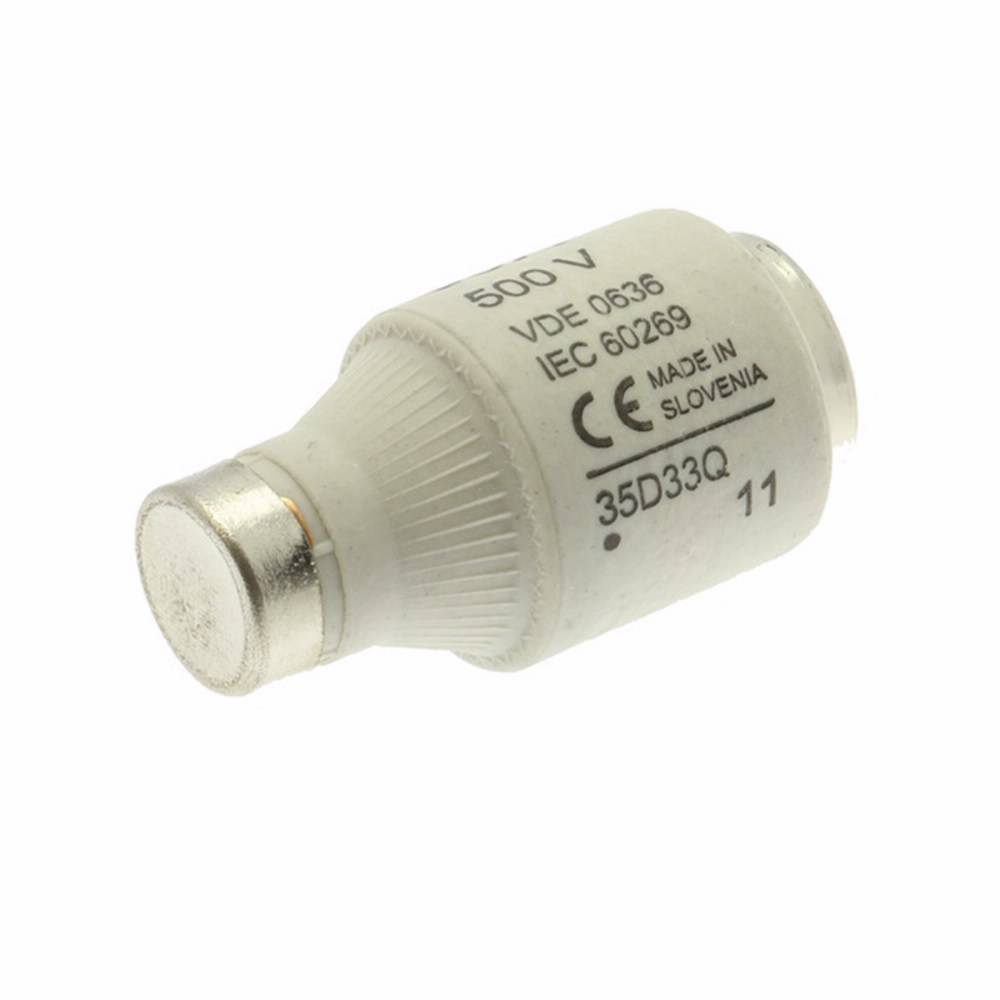 Edison 35D33Q Class gG/gL Fast Acting Low Voltage Non-Indicating Diazed Fuse Link, 500 VAC, 35 A, For Use With E33/DIII Size Screw Cap/Fuse, Ceramic