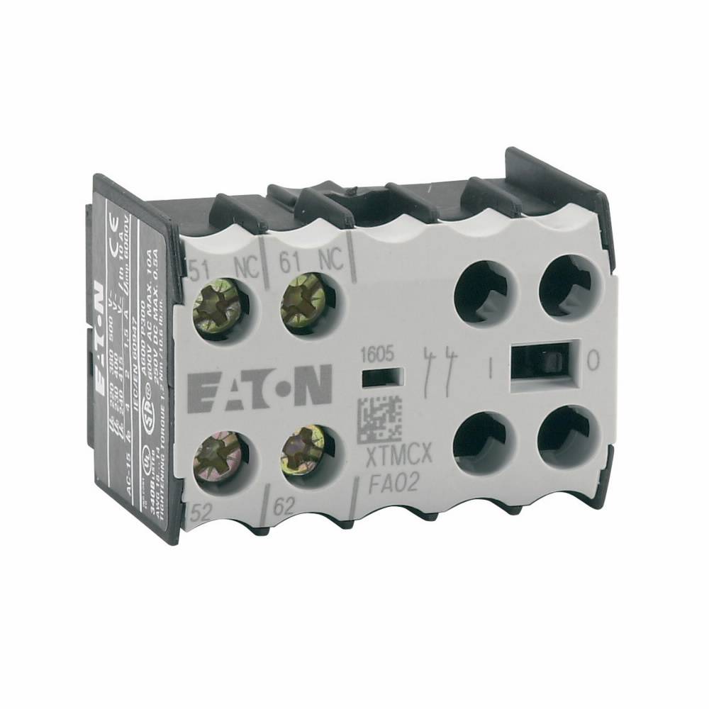 EATON XTMCXFA02 2-Pole Auxiliary Contact With Screw Terminal, 600 VAC, 1.5 to 10 A, 2 Contacts