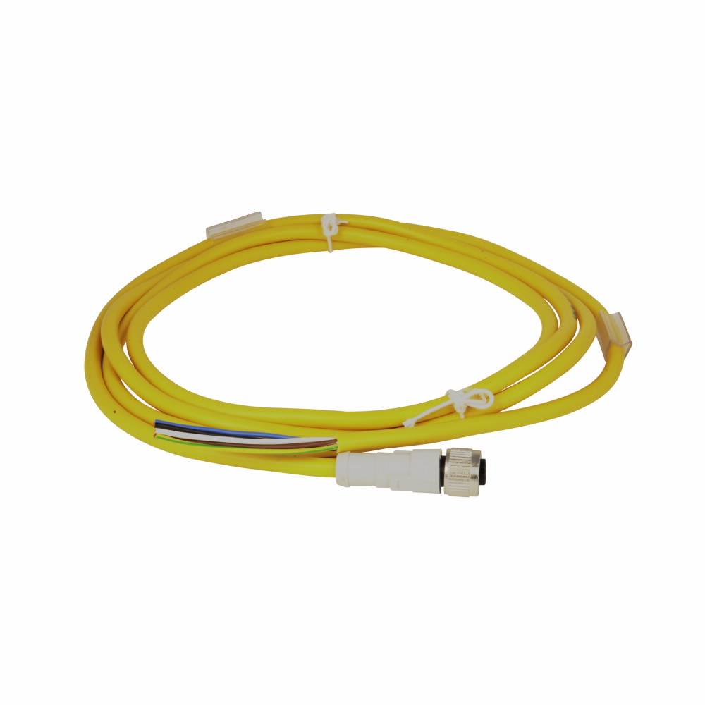 EATON CSDS5A5CY2202 Global Plus 5-Wire Single End Photoelectric Sensor Cable Connector, 5-Pin Micro-Style Female x Male Connector, 6-1/2 ft L Cable, 1 Keyway