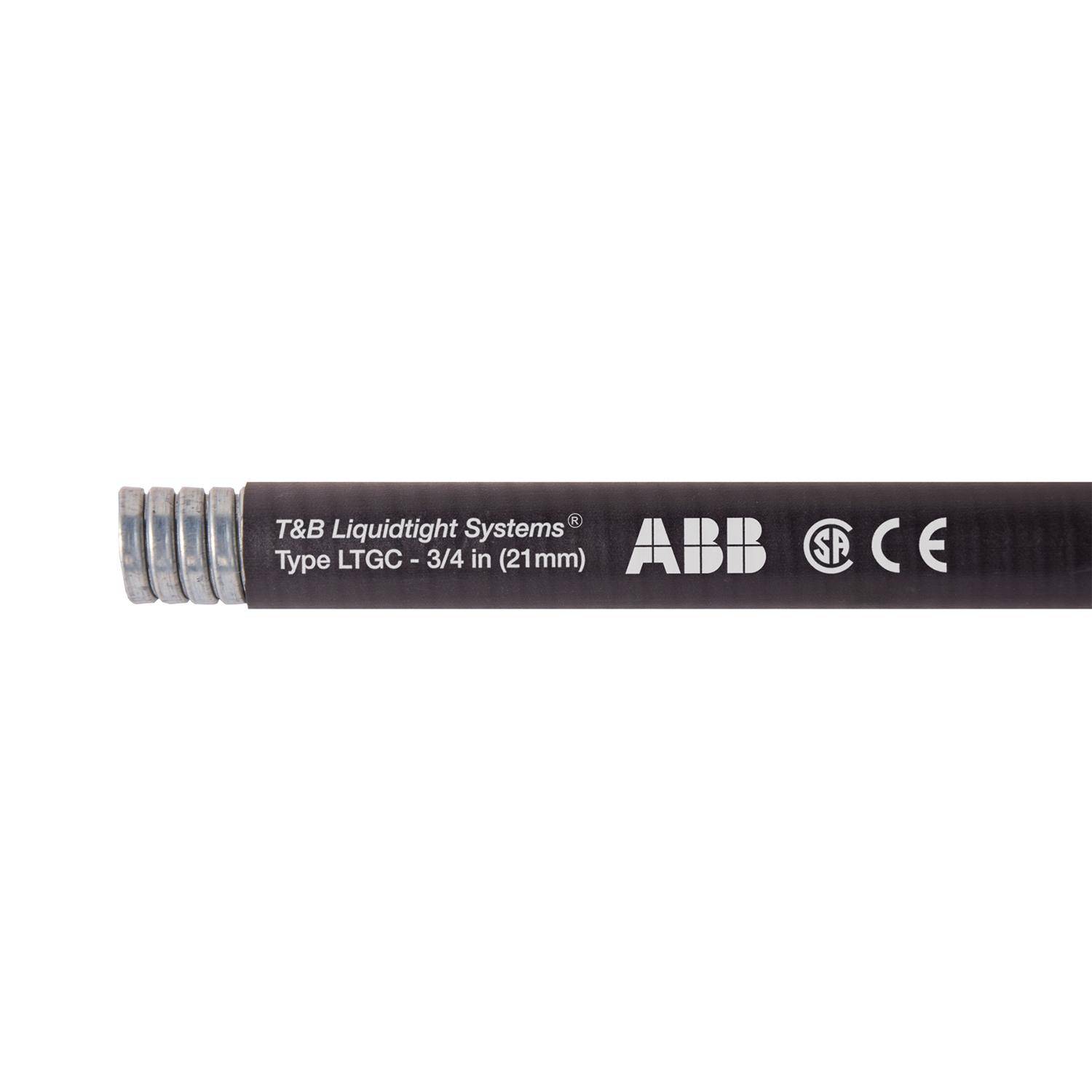 T&B® Industrial Fitting Liquidtight Systems™ LTGCS01B-C Type LTGC Liquid Tight Flexible Metal Conduit With PVC Jacket, 3/8 in Trade, 0.484 in ID x 0.71 in OD, 100 ft L, Steel