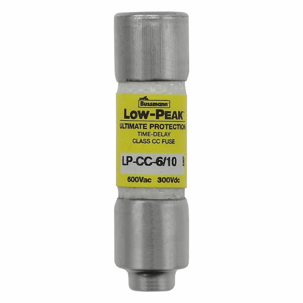 Bussmann Low-Peak™ LP-CC-6/10 Current Limiting Time Delay Fuse, 6/10 A, 600 VAC/300 VDC, 200 kA Interrupt, CC Class, Cylindrical Body