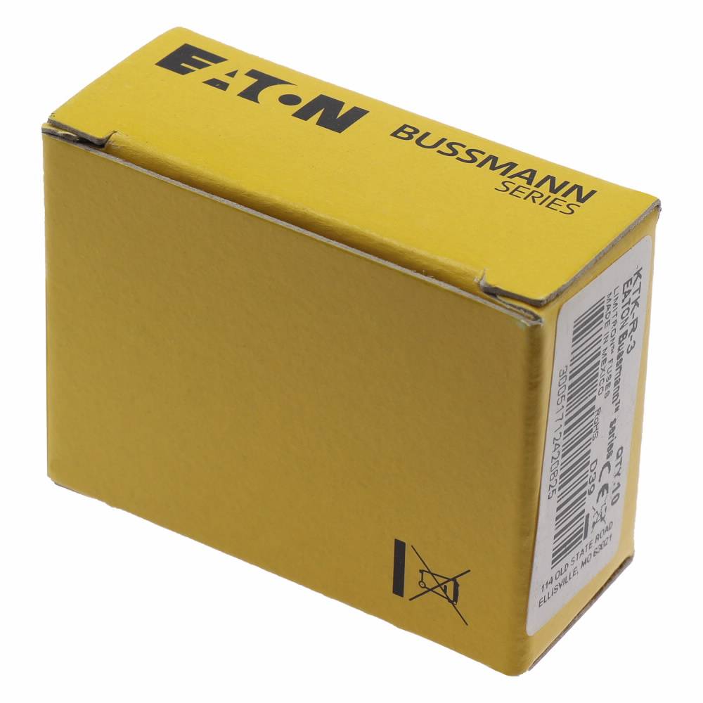 Bussmann Limitron™ KTK-R-3 Fast Acting Fuse, 3 A, 600 V, 200 kA Interrupt, CC Class, Cylindrical Body