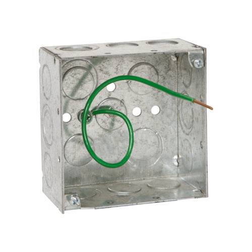 Steel City® 521711234EW-25R Square Outlet Box, Steel, 30.3 cu-in Capacity, (1) Outlets, (13) Knockouts, 4 in H x 4 in W x 2-1/8 in D