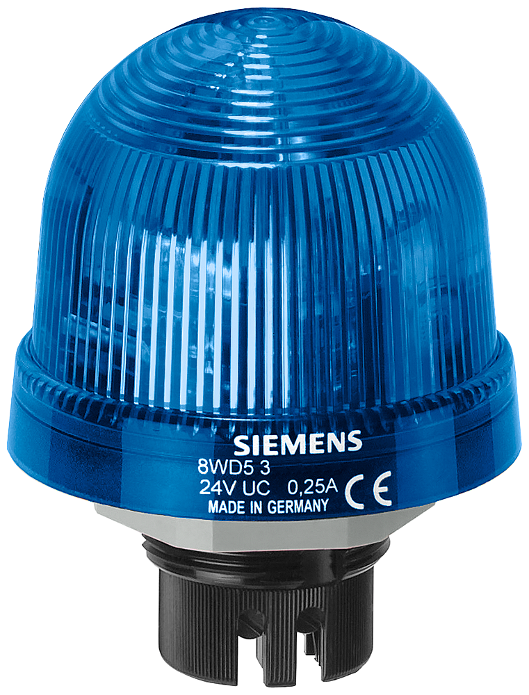 Siemens 8WD5300-1AF Signal Beacon, 24 to 230 VAC, 70 mm Dia, Bayonet/Flush Mount, Blue