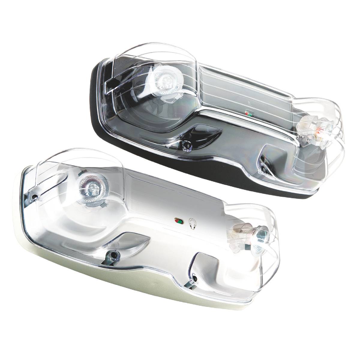Lightalarms® Severe™ 2V12N1/LD7-M-D V Series 2-Lamp Improved Diagnostic Non-Audible Self-Powered Standard Emergency Light Unit, 4 W LED/MR16 Lamp, 120/277 VAC, 12 VDC, 2 Heads, Thermoplastic
