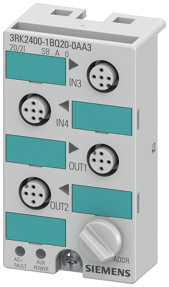 Siemens 3RK2400-1BQ20-0AA3 Digital Input/Output Module, 2 Inputs, 2 Outputs