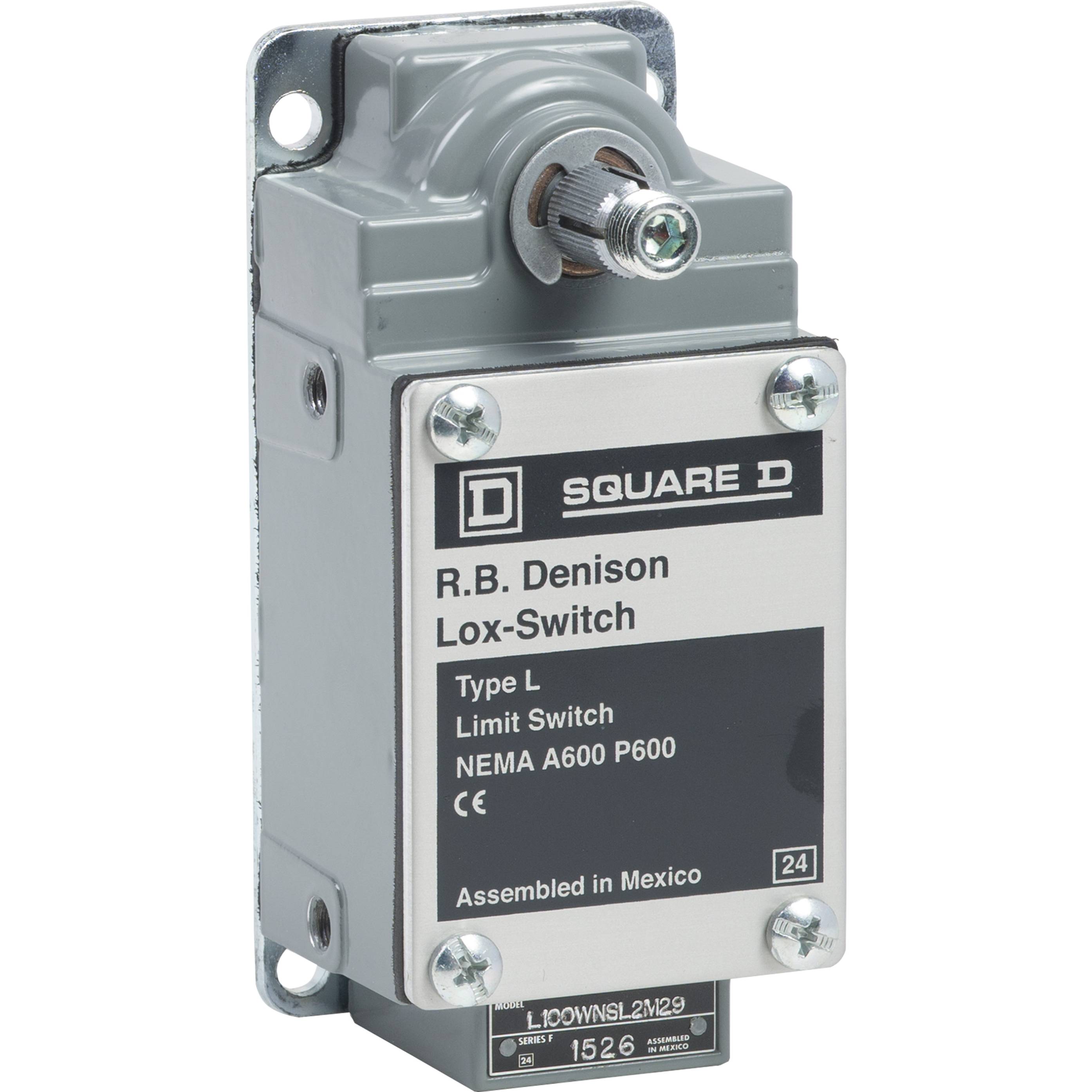 Square D™ L100WNSL2M29 Severe Duty Mill Limit Switch, 600 V, 20 A, 1NC-1NO, 2NO, Form XX DPST-NO-DB Contact, 2 Poles