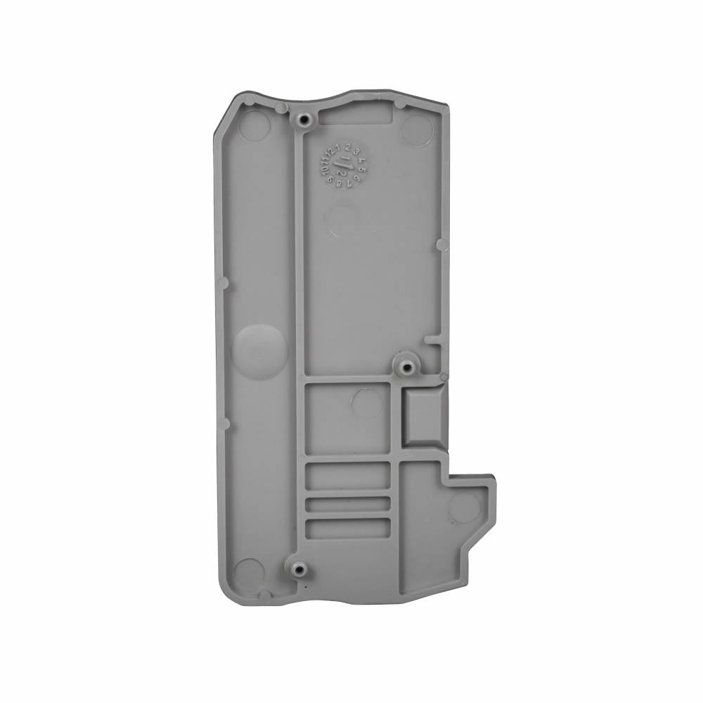 EATON XBACPU25D12 End Cover, For Use With XB Series XBPU25D12/XBPU25D12PE Spring Cage Hybrid Terminal/Ground Block, Gray