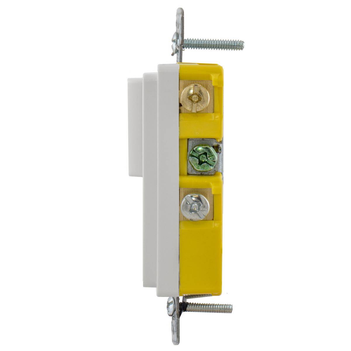 Wiring Device-Kellems RCD108WTR Decorator 2-Position Standard Tamper-Resistant Combination Switch and Receptacle, Electrical Ratings: 120/125 VAC, 15 A, 1875 W, 1 Poles, 3 Wires, 14 to 12 AWG Wire, Snap Switch Reset