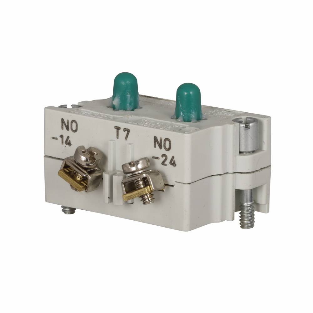 EATON 10250T7EC Heavy Duty Logic Level Contact Block, 30.5 mm, 2NO Contact, 0.5 A at 120 VAC/VDC Contact, Palladium Contact, Amber
