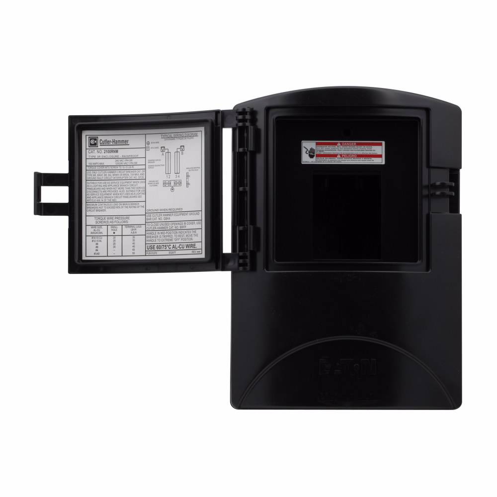 EATON 2100RNM-A2 1-Phase Non-Metallic Main Lug Loadcenter, 120/240 VAC, 100 A, 2 Poles, 10 kA Interrupt