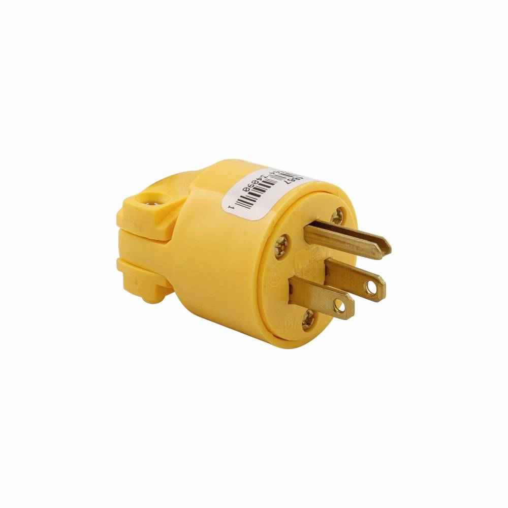 EATON Arrow Hart™ Eaton Wiring Devices 4867-BOX Heavy Duty Straight Blade Plug, 125 VAC, 15 A, 2 Poles, 3 Wires, Yellow