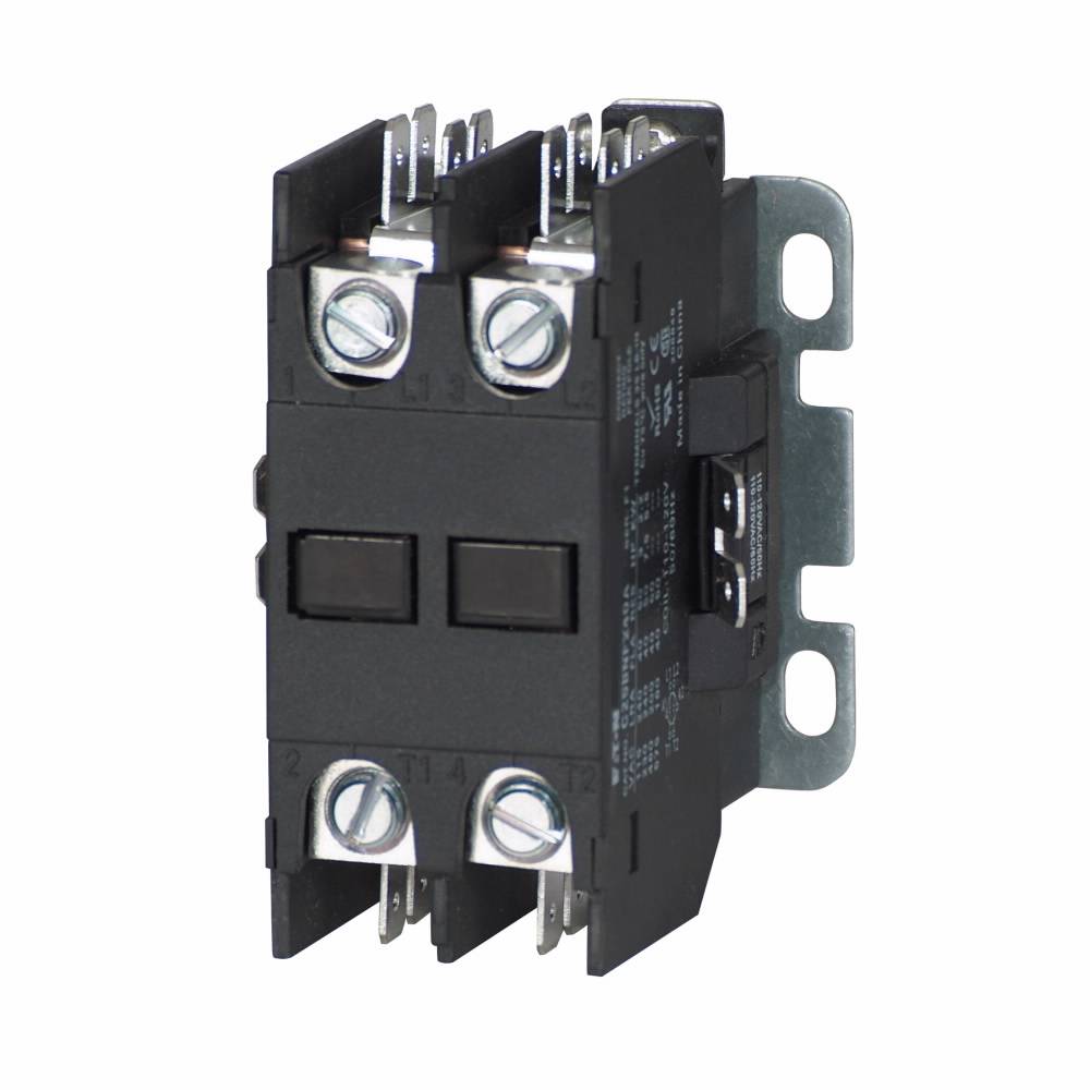 EATON C25BCF240B Compact Non-Reversing Definite Purpose Contactor, 208 to 240 VAC V Coil, 40 A, 1NC Contact, 2 Poles