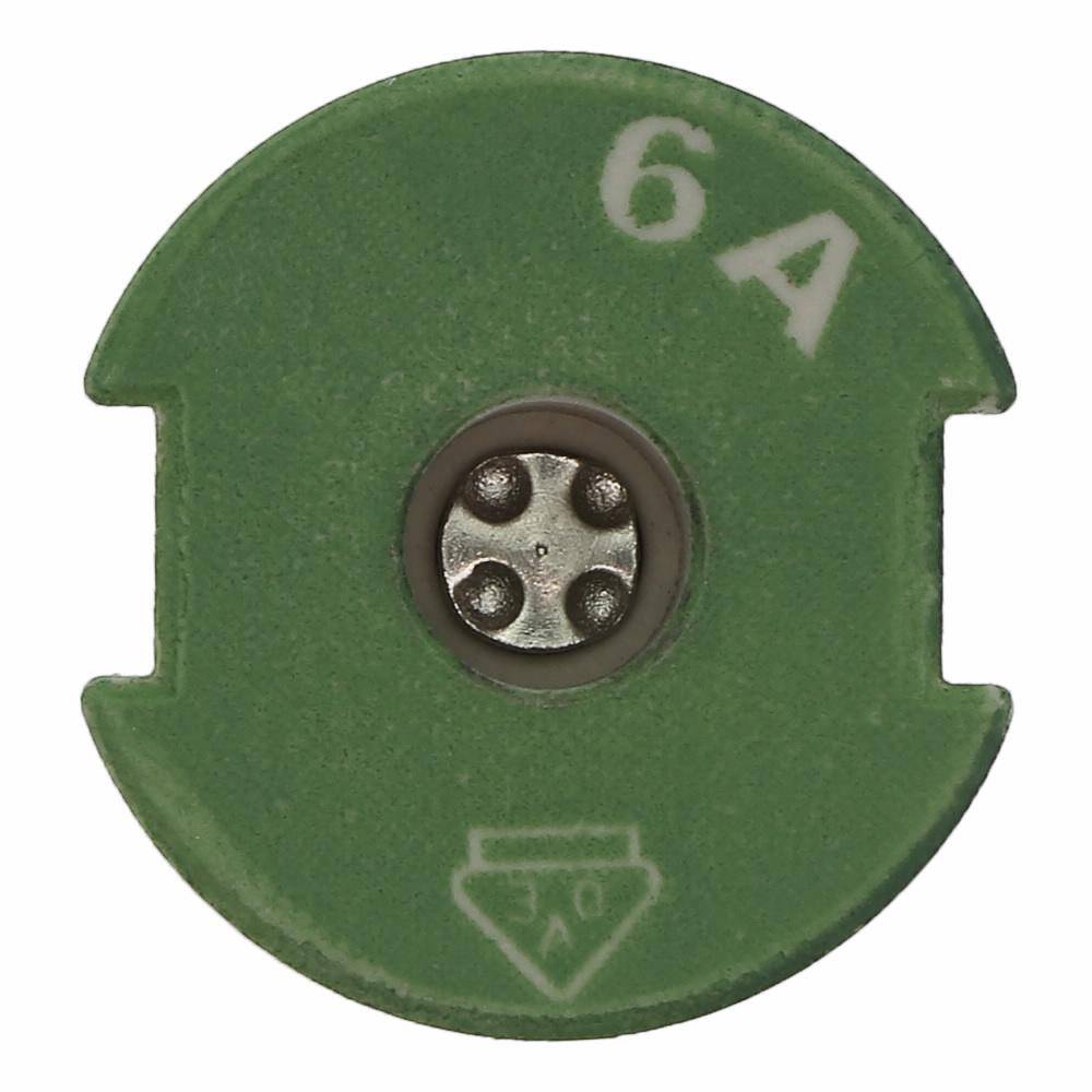 Bussmann 6GD27 Screw Cap Gauge Piece, For Use With Type DII Fuse Links, E27 Base, Non-Indicating DIN Type D Diazed Fuse, 500 V, 6 AV, Green