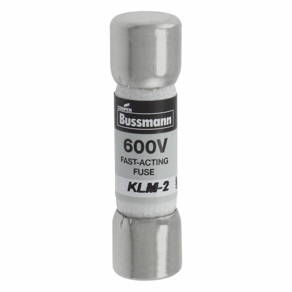 Bussmann Limitron™ KLM-2 Fast Acting Low Voltage Midget Supplemental Fuse, 2 A, 600 VAC/VDC, 100000 A AC/50000 A DC Interrupt, Class: Supplemental, Cartridge Body