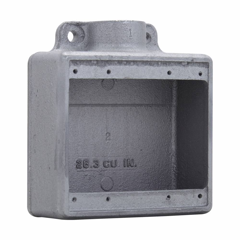 Crouse-Hinds Condulet® FS22 Type FS 1-Outlet Shallow Device Box With Mounting Lug, 3/4 in Trade, 2 Gangs, Feraloy Iron Alloy, Electro-Galvanized