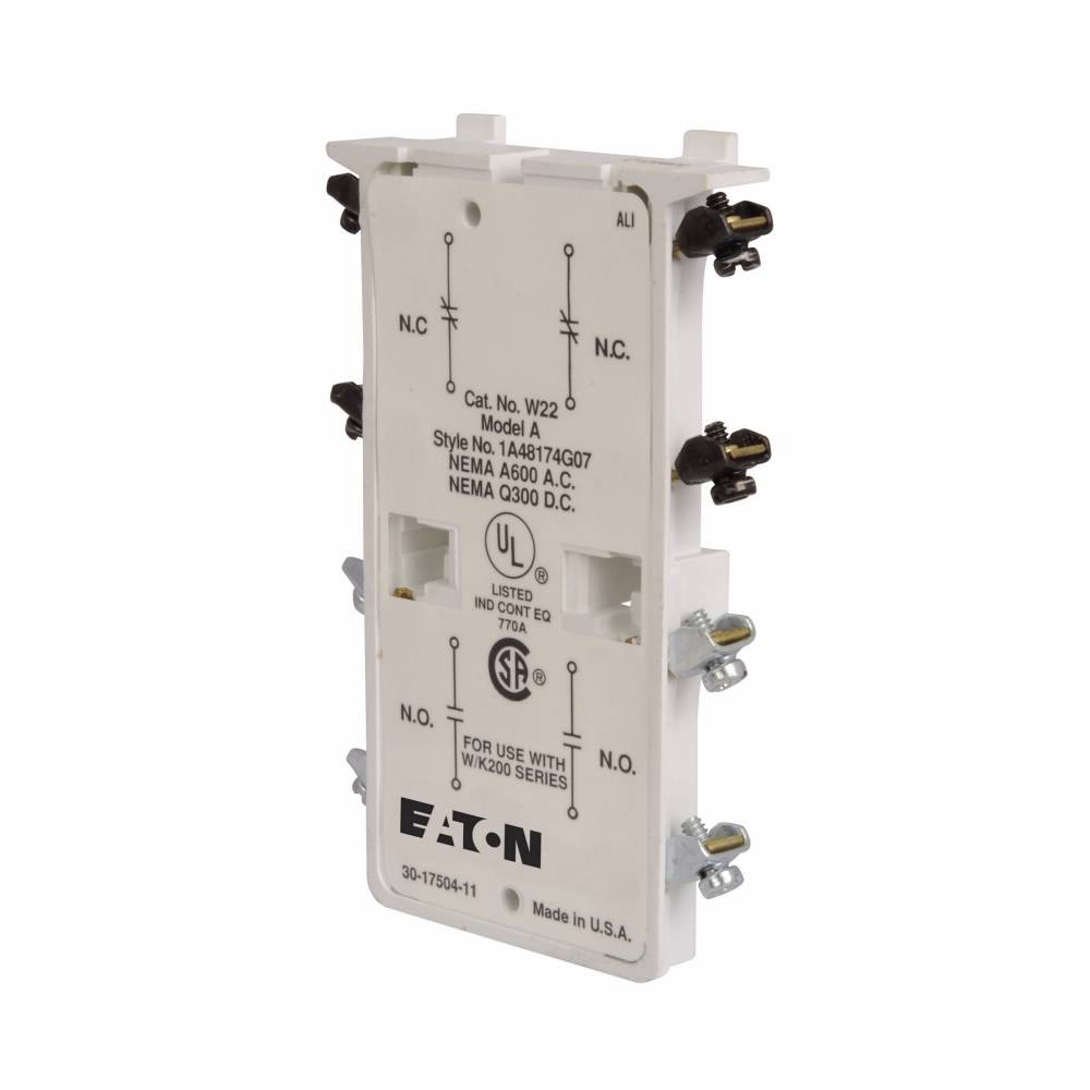 EATON W22 Auxiliary Contact, 120/600 VAC, 125/300 VDC, 4 Contacts