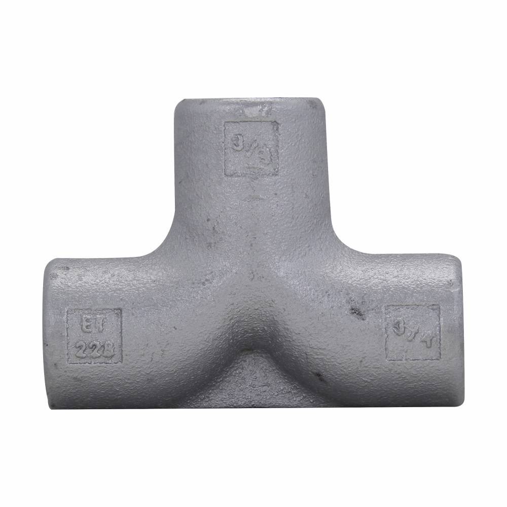 Crouse-Hinds Condulet® ET218 Short Radius Threaded Service Entrance Tee, 3/4 in, 1/2 in, 1/2 in Trade, 90 deg, Feraloy Iron Alloy, Electro-Galvanized/Aluminum Acrylic Painted