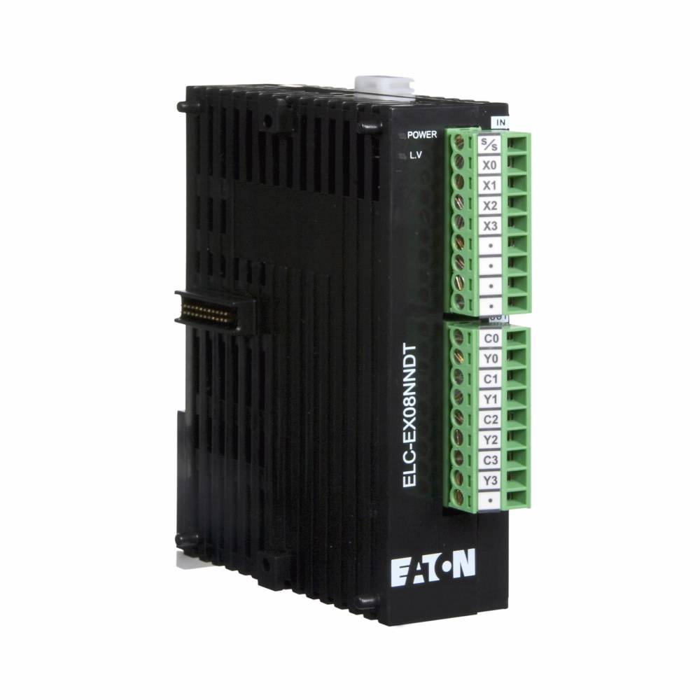 EATON ELC-EX08NNDT Digital Expansion Module, 24 VDC, 5 mA, 4 Inputs, 4-Transistor Outputs