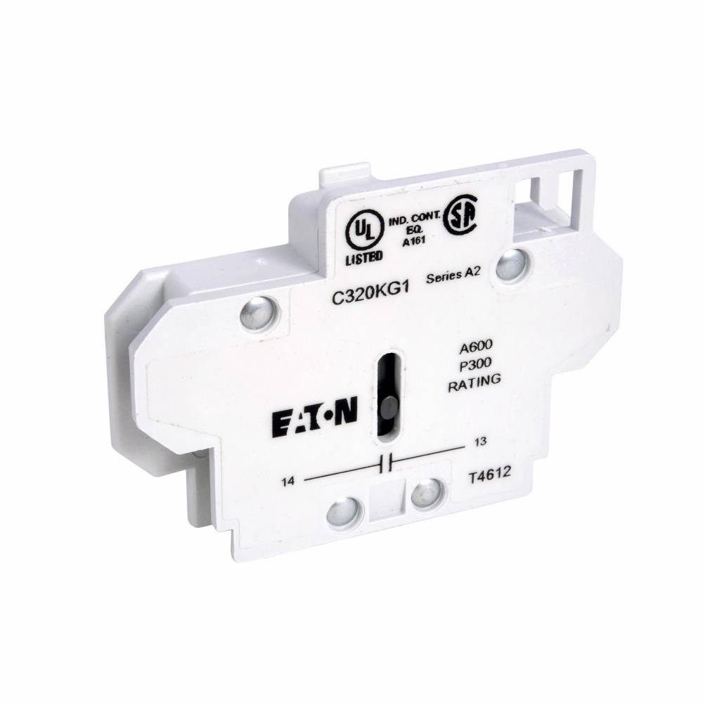 EATON C320KG13 Heavy Duty Auxiliary Contact Kit, 600 VAC, 10 A, 2 Contacts, Silver Cadmium Alloy