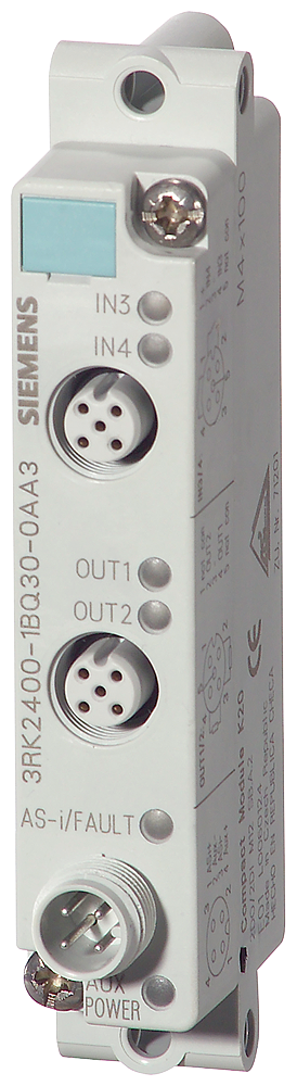 Siemens 3RK24001BQ300AA3 AS-I K20 Compact St&ard Slave Digital I/O Module, 2 Inputs, 2 Outputs