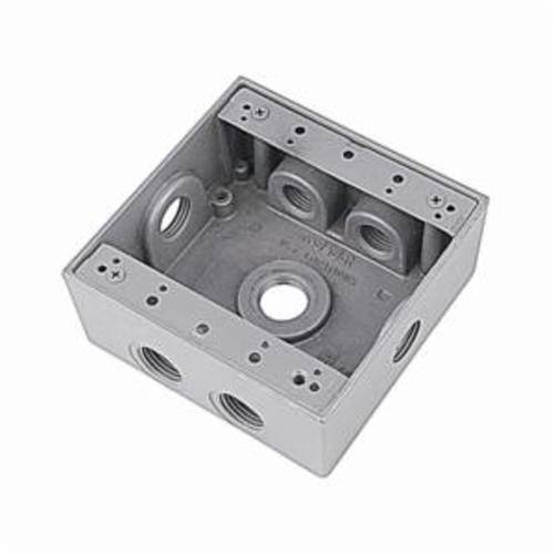 Red Dot® 2IH7S2-2 Universal Weatherproof Box, Die Cast Aluminum, 31.8 cu-in Capacity, 2 Gangs, 7 Outlets, 4-9/16 in L x 4-5/8 in W x 2-1/16 in D