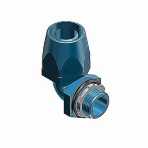 T&B® 6322 Conduit Connector With Captive Sealing O-Ring, Tapered Hub Thread, 1/2 in Trade, 90 deg, Thermoplastic, Electro-Zinc Plated